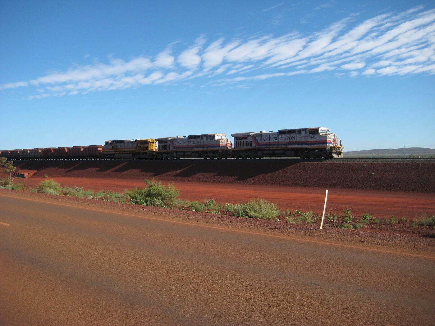 A Hamersley Iron ore train leaves Rio Tinto's Brockman 4 mine in the Pilbara in April 2011, years before AutoHaul.