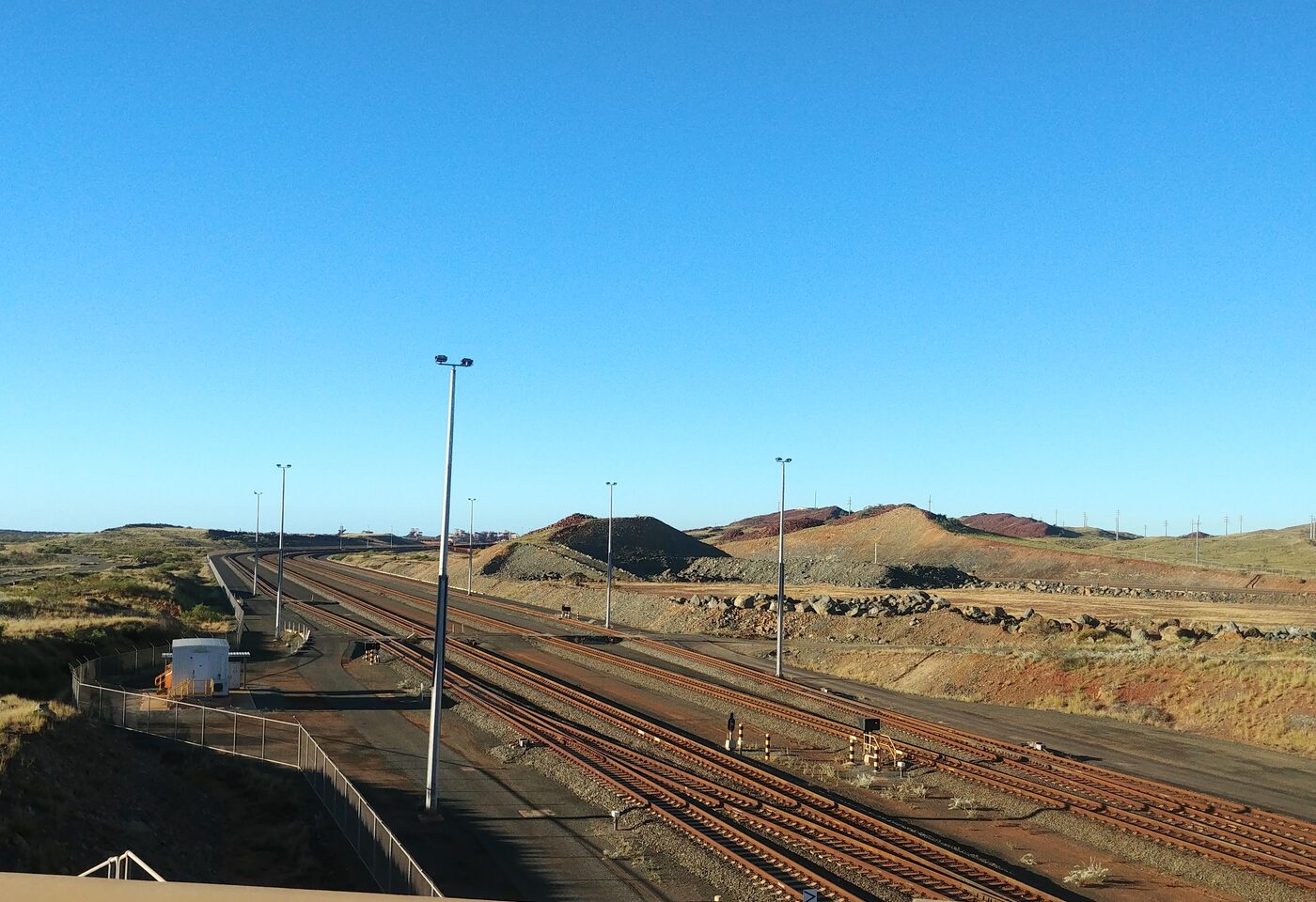 Railway tracks at Cape Lambert, the port end of Rio Tinto's Pilbara rail network.