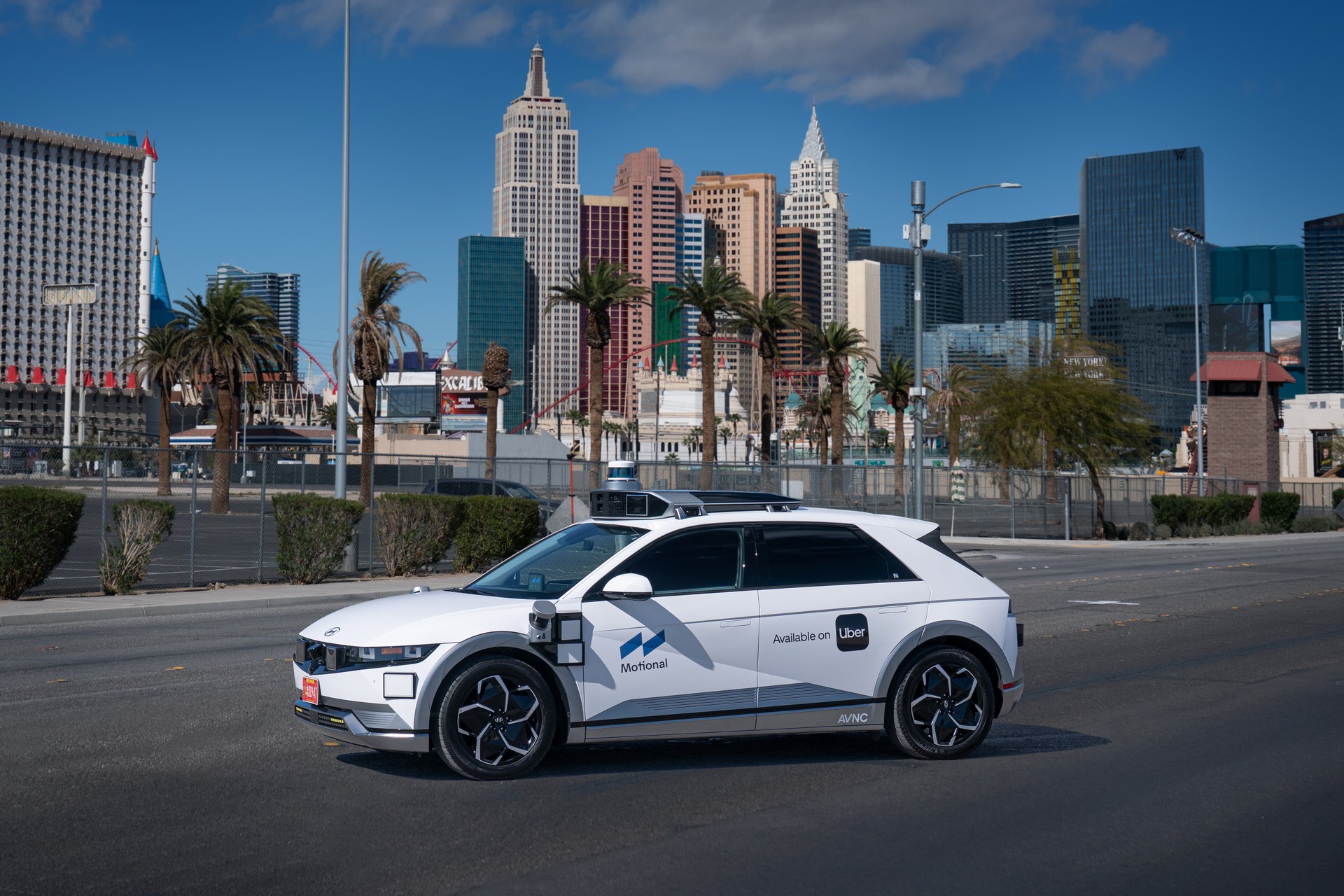 A Motional IONIQ 5 robotaxi on a Las Vegas street.