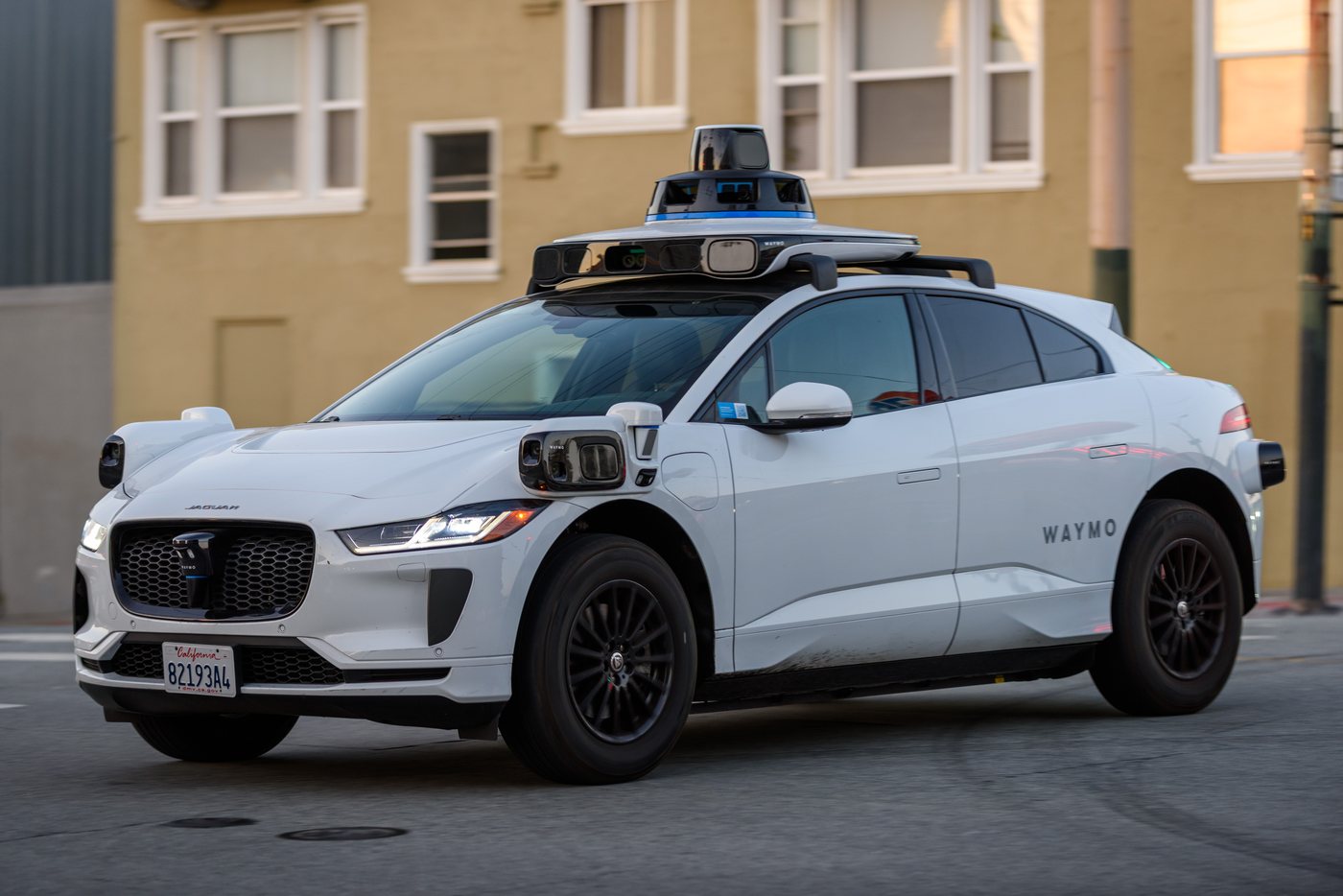 A Waymo Jaguar I-Pace robotaxi on Potrero Street in San Francisco in 2025. Waymo began fully driverless operations in Detroit on Tuesday. File photo.