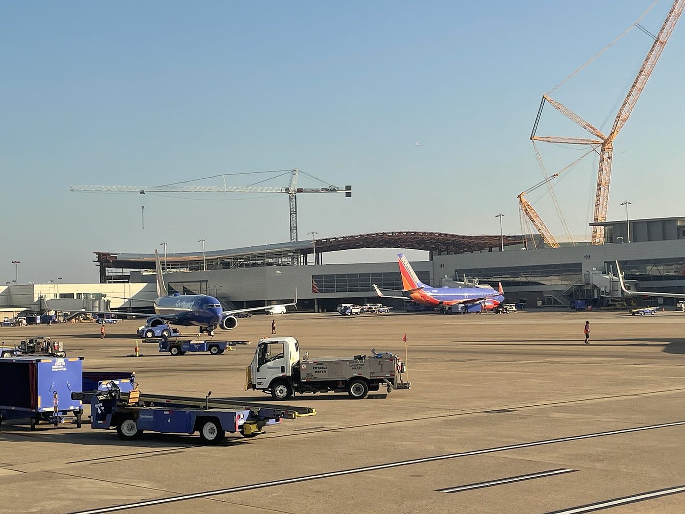Planes at Nashville International Airport during terminal construction in August 2021. File photo.